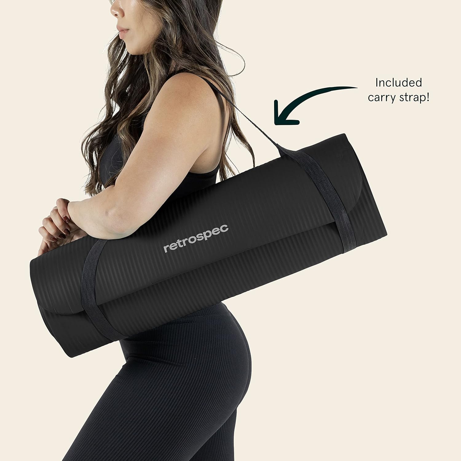 Retrospec Solana Yoga Mat 1" Thick w/Nylon Strap for Men & Women - Non Slip Exercise Mat for Home Yoga, Pilates, Stretching, Floor & Fitness Workouts - Image 4